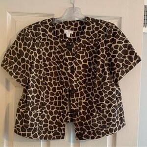 Giraffe print short sleeve jacket